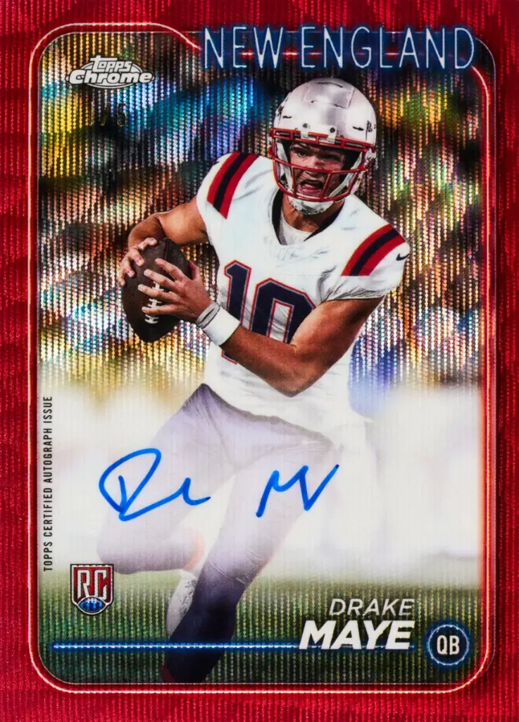 e668abd37ae3e52ccee76d7ed5a0ab9242459fa0_2024_topps_chrome_football_rookiesautographvariation_redwaverefractor_drakemaye_fr_1.webp